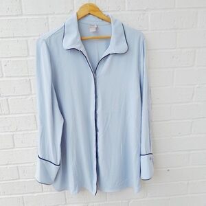 CHICO'S Silky Pajama Style Top Long Sleeves Button Down Career Work Wear Sz: L/2